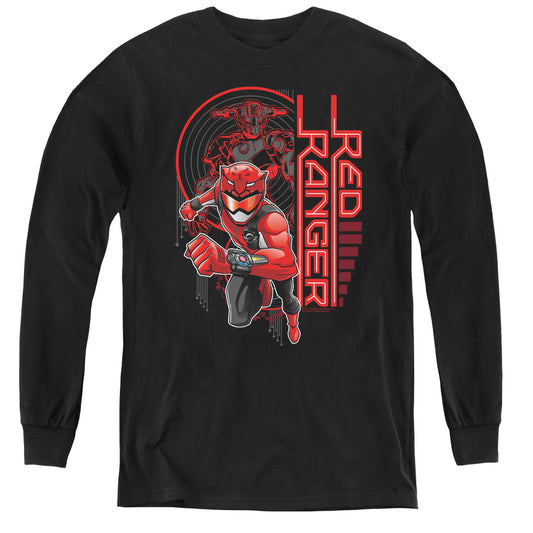 Power Rangers Red Ranger Long Sleeve Kids Youth T Shirt Black