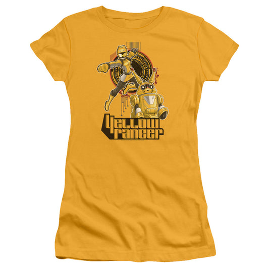 Power Rangers Yellow Ranger Junior Sheer Cap Sleeve Womens T Shirt Gold