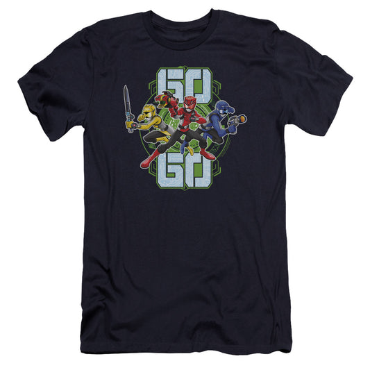 Power Rangers Go Go Premium Bella Canvas Slim Fit Mens T Shirt Navy Blue