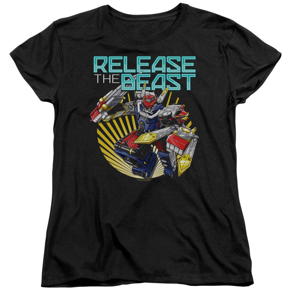 Power Rangers Beast Release Womens T Shirt Black