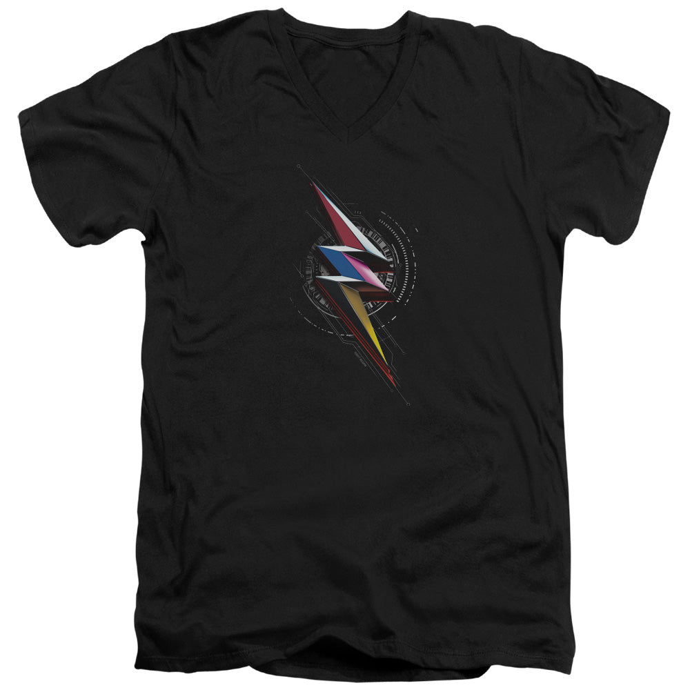 Power Rangers Bolt Sigil Mens Slim Fit V-Neck T Shirt Black