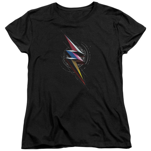 Power Rangers Bolt Sigil Womens T Shirt Black