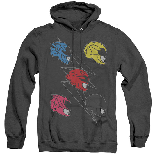 Power Rangers Line Helmets Heather Mens Hoodie Black