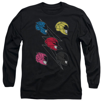 Power Rangers Line Helmets Mens Long Sleeve Shirt Black