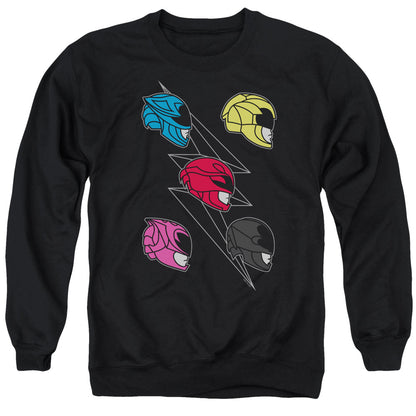 Power Rangers Line Helmets Mens Crewneck Sweatshirt Black