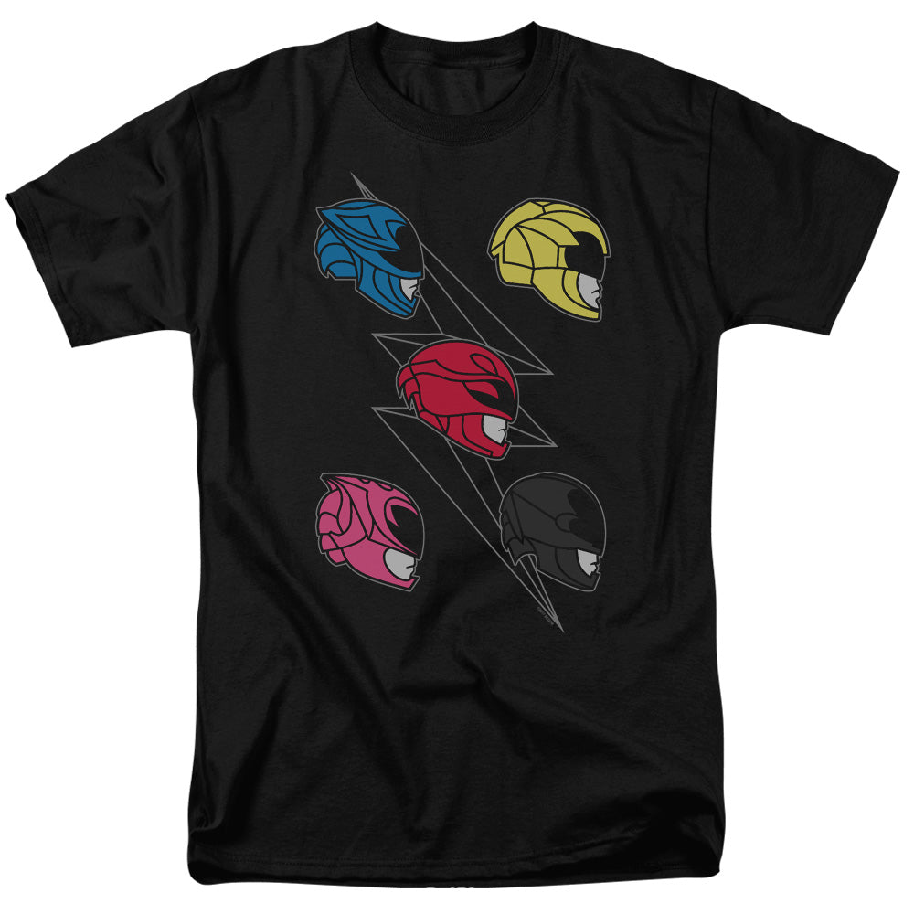 Power Rangers Line Helmets Mens T Shirt Black