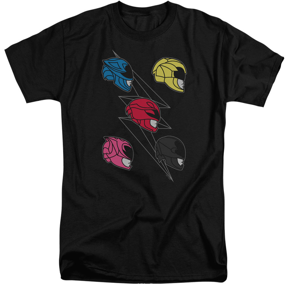 Power Rangers Line Helmets Mens Tall T Shirt Black