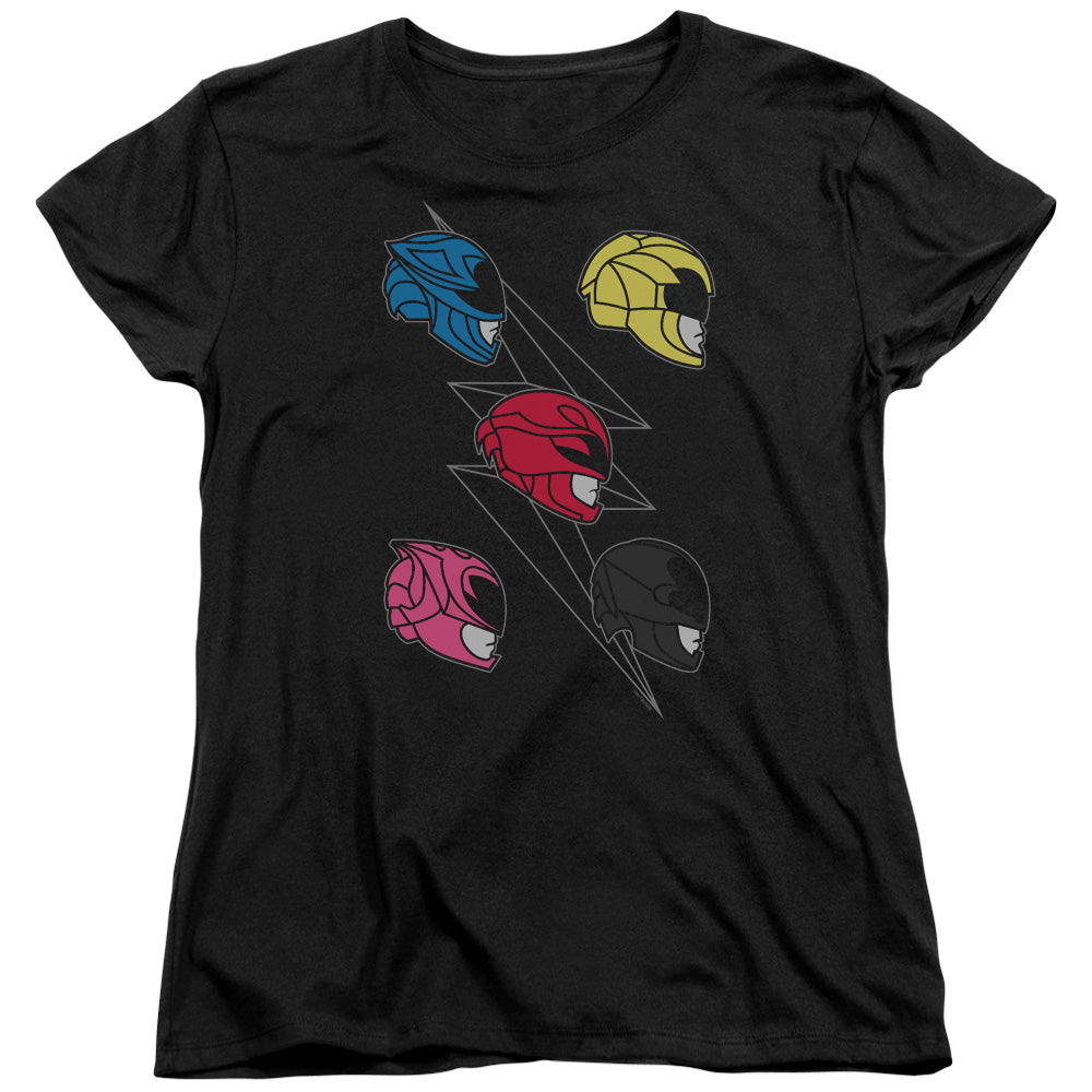 Power Rangers Line Helmets Womens T Shirt Black