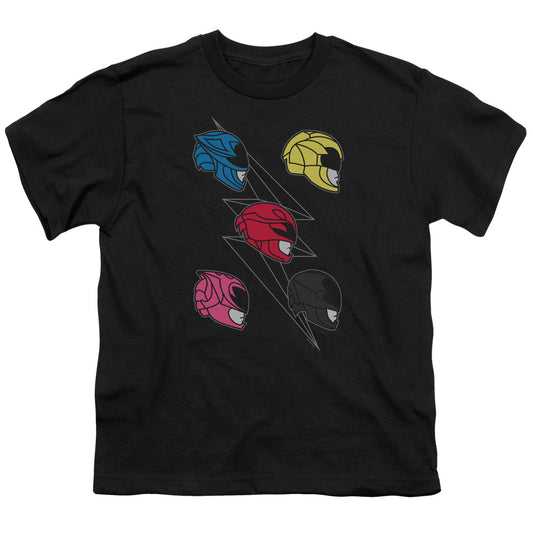 Power Rangers Line Helmets Kids Youth T Shirt Black