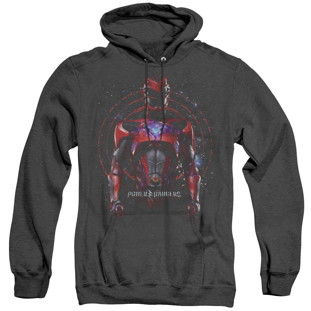 Power Rangers Red Ranger Mens Heather Hoodie Black Officially Licensed