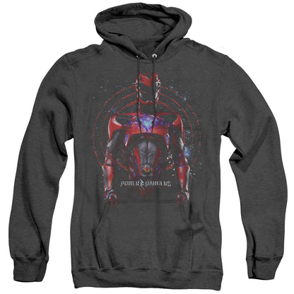 Power Rangers Red Ranger Mens Heather Hoodie Black Officially Licensed