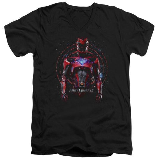 Power Rangers Red Ranger Mens Slim Fit V-Neck T Shirt Black