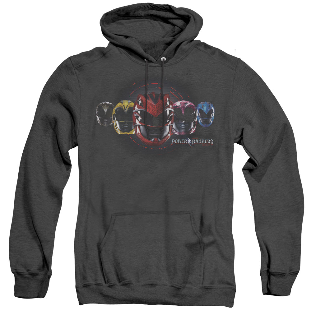 Power Rangers Head Group Mens Heather Hoodie Black Officially Licensed