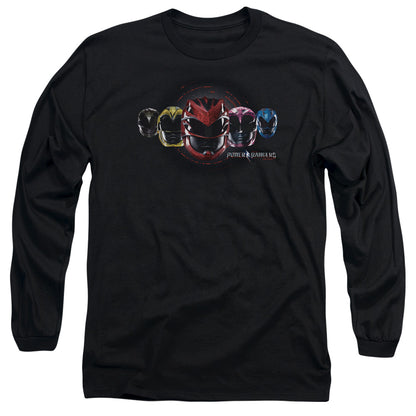 Power Rangers Head Group Mens Long Sleeve Shirt Black