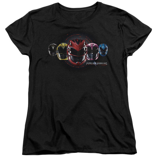 Power Rangers Head Group Womens T Shirt Black