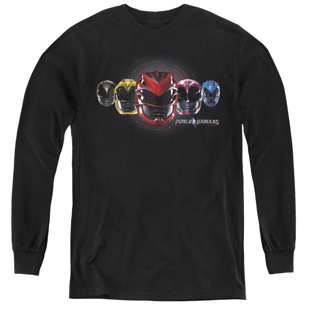 Power Rangers Head Group Long Sleeve Kids Youth T Shirt Black