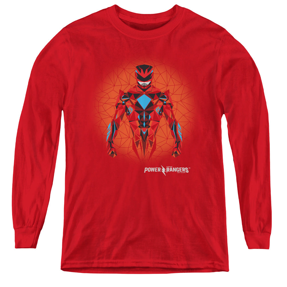 Power Rangers Red Power Ranger Graphic Long Sleeve Kids Youth T Shirt Red