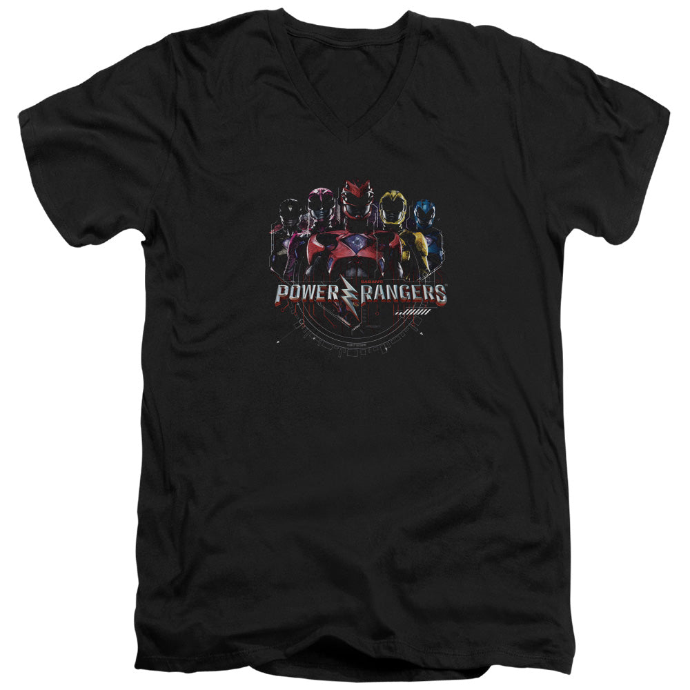 Power Rangers Ranger Circuitry Mens Slim Fit V-Neck T Shirt Black