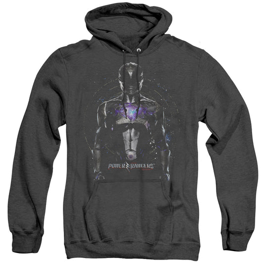 Power Rangers Black Ranger Mens Heather Hoodie Black Officially Licensed