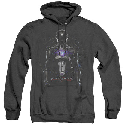 Power Rangers Black Ranger Mens Heather Hoodie Black Officially Licensed