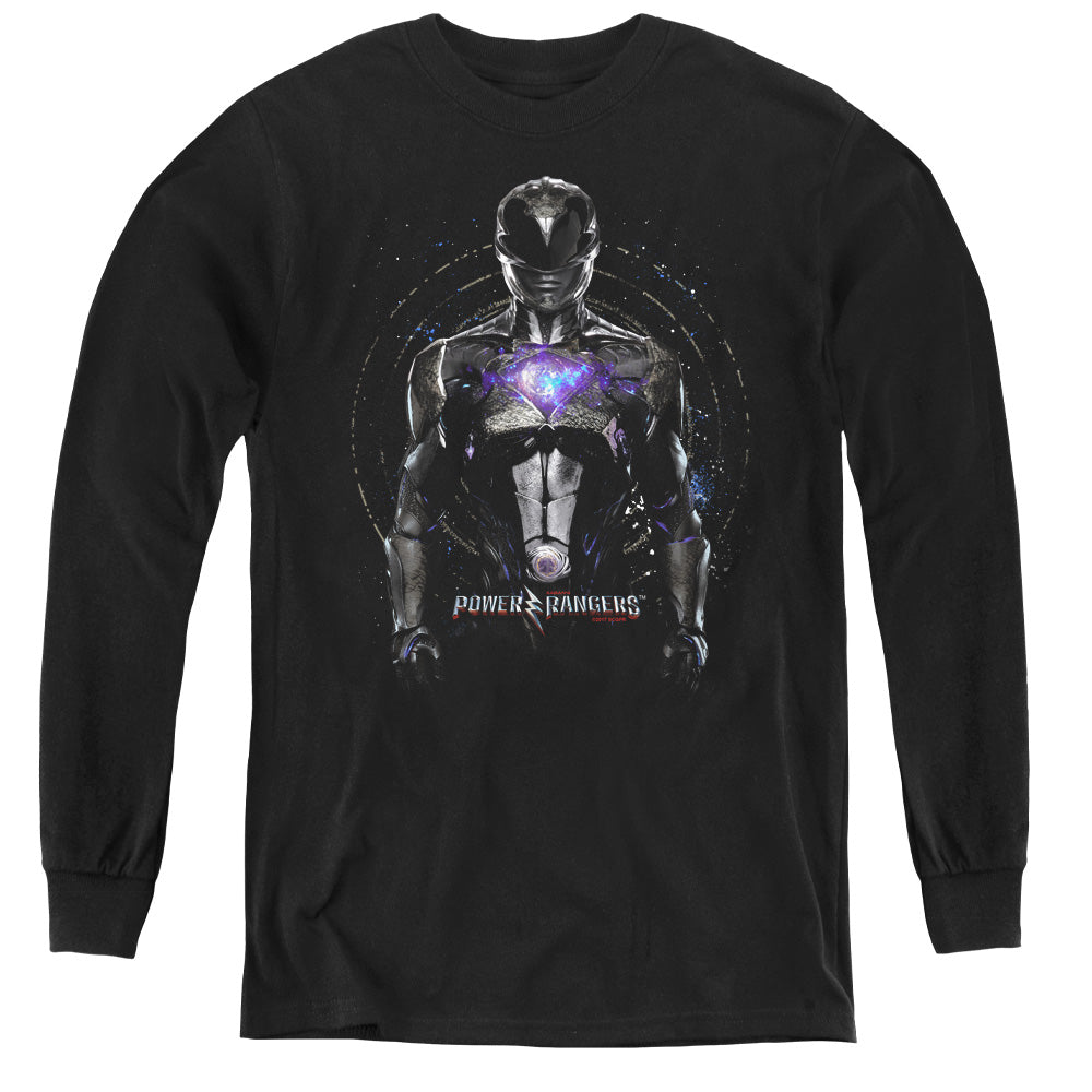 Power Rangers Black Ranger Long Sleeve Kids Youth T Shirt Black