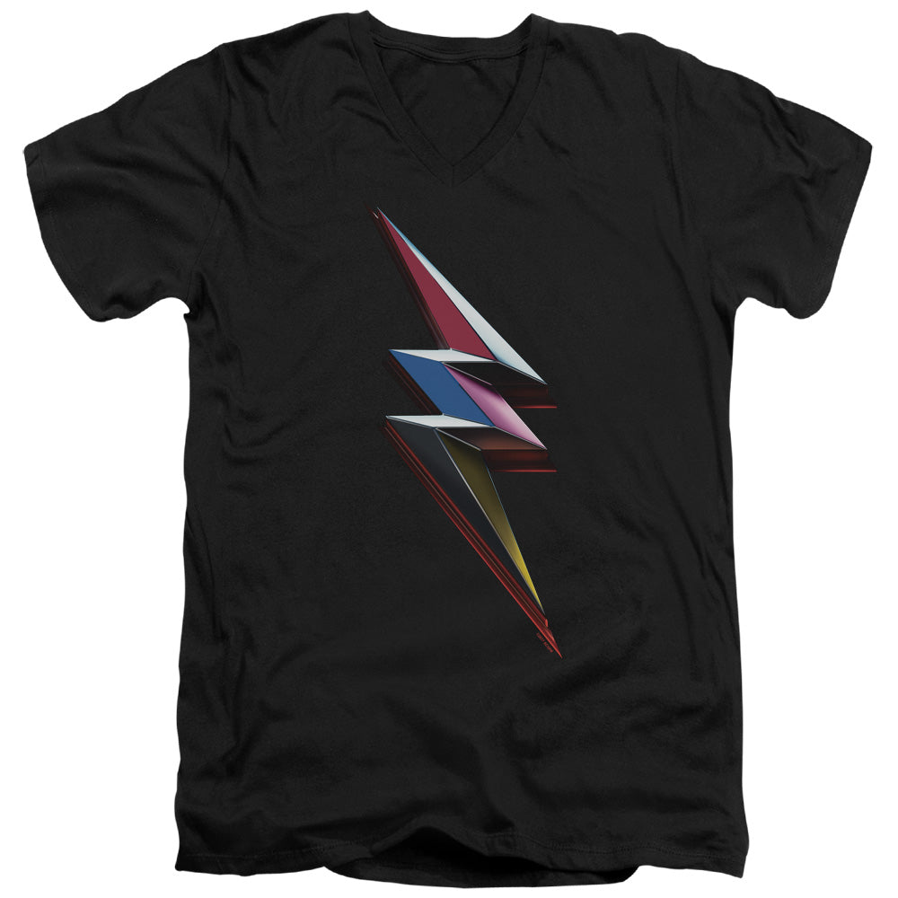 Power Rangers Movie Bolt Mens Slim Fit V-Neck T Shirt Black