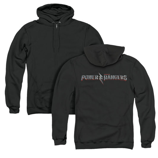 Power Rangers Movie Logo Back Print Zipper Mens Hoodie Black