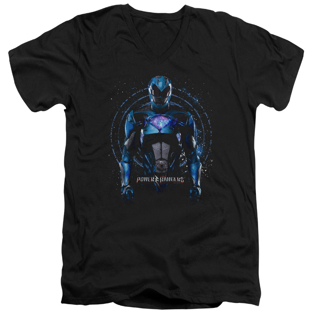 Power Rangers Blue Ranger Mens Slim Fit V-Neck T Shirt Black