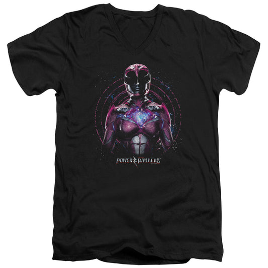 Power Rangers Pink Ranger Mens Slim Fit V-Neck T Shirt Black