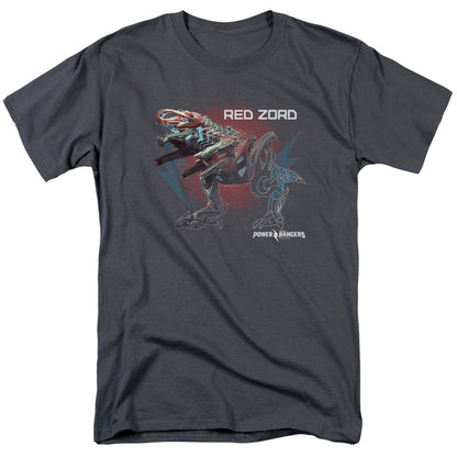Power Rangers Red Zord Mens T Shirt Charcoal Officially Licensed
