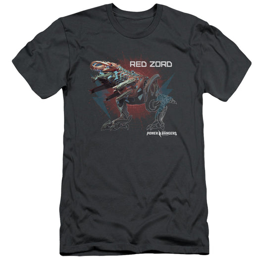 Power Rangers Red Zord Premium Bella Canvas Slim Fit Mens T Shirt Charcoal