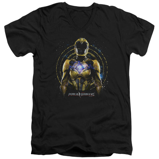 Power Rangers Yellow Ranger Mens Slim Fit V-Neck T Shirt Black