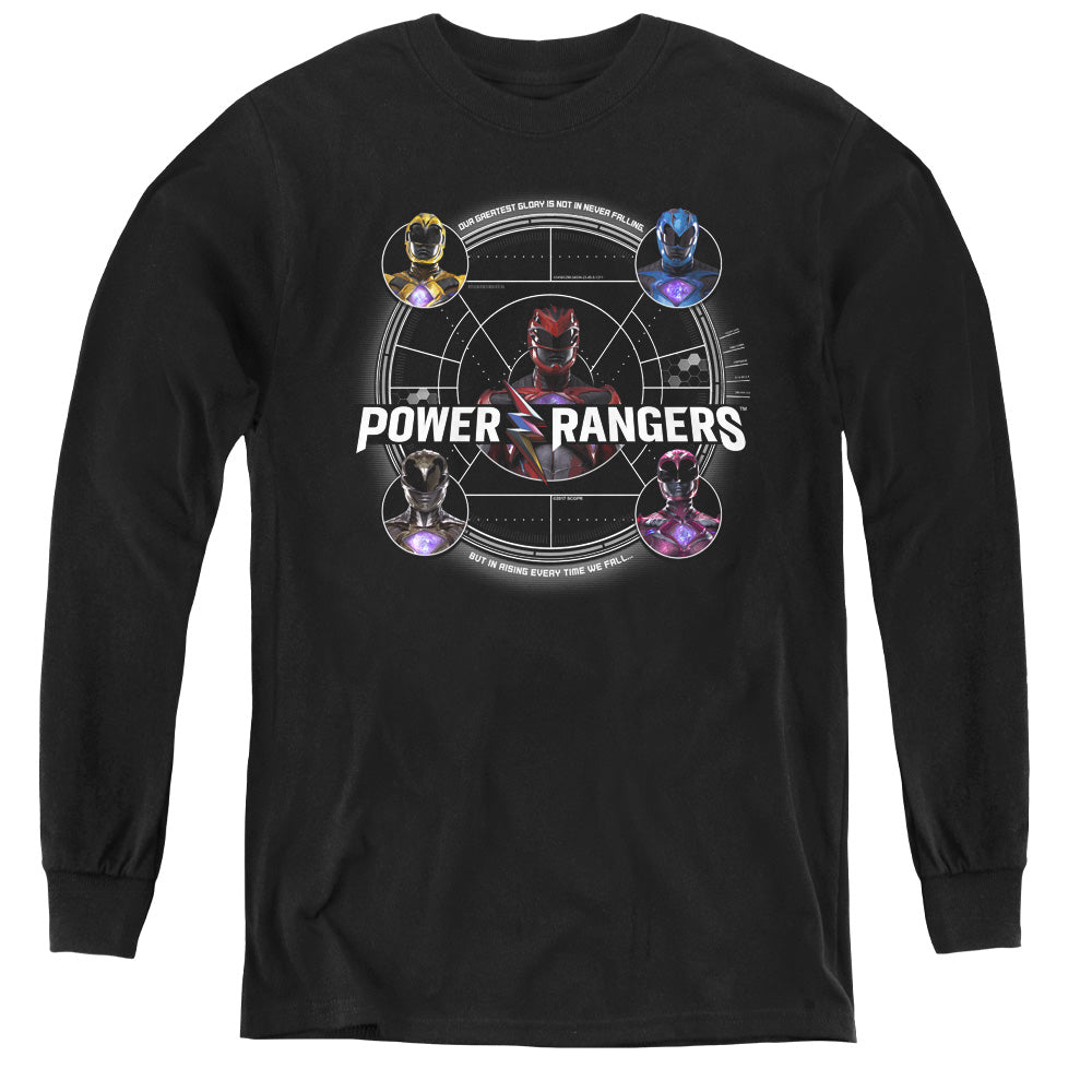 Power Rangers Greatest Glory Long Sleeve Kids Youth T Shirt Black