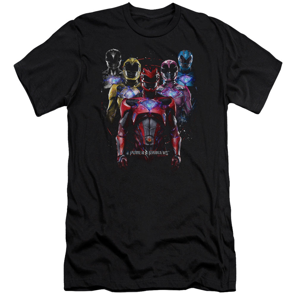 Power Rangers Team Of Rangers Slim Fit Mens T Shirt Black