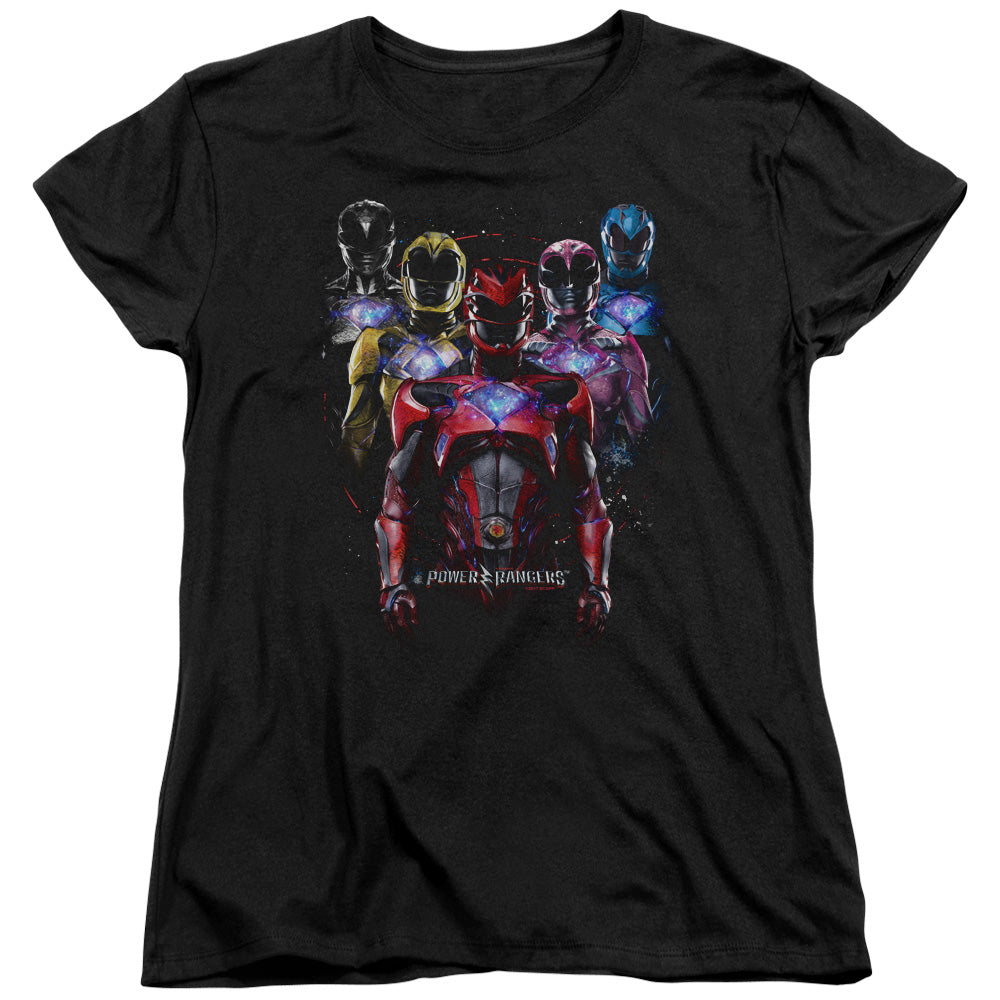 Power Rangers Team Of Rangers Womens T Shirt Black