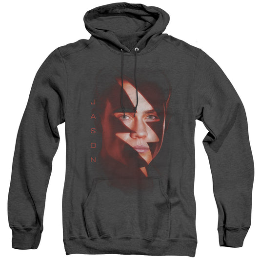 Power Rangers Jason Bolt Mens Heather Hoodie Black Officially Licensed