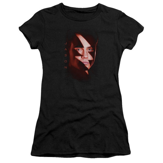 Power Rangers Jason Bolt Junior Sheer Cap Sleeve Womens T Shirt Black