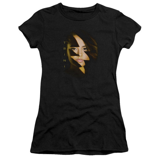 Power Rangers Trini Bolt Junior Sheer Cap Sleeve Womens T Shirt Black