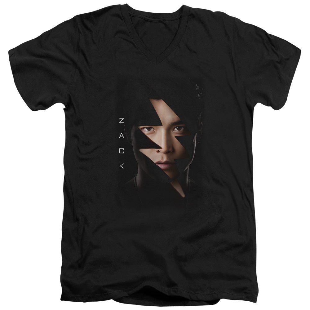 Power Rangers Zack Bolt Mens Slim Fit V-neck T Shirt Black