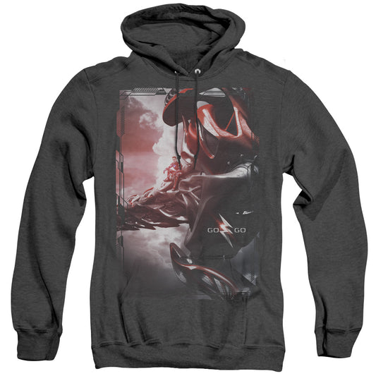 Power Rangers Red Zord Poster Mens Heather Hoodie Black Officially Licensed