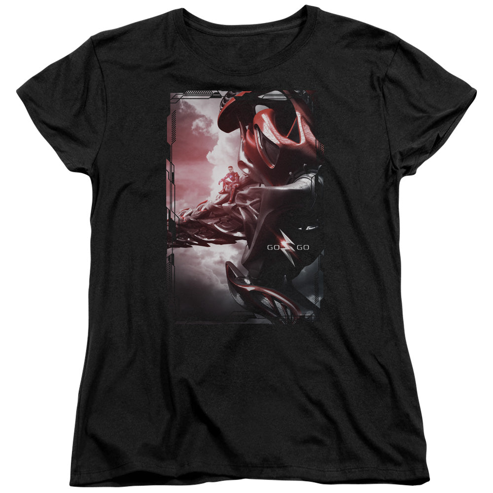 Power Rangers Red Zord Poster Womens T Shirt Black