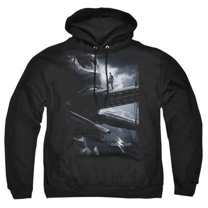 Power Rangers Black Zord Poster Mens Hoodie Black Officially Licensed