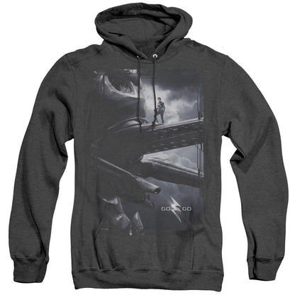 Power Rangers Black Zord Poster Mens Heather Hoodie Black Officially Licensed