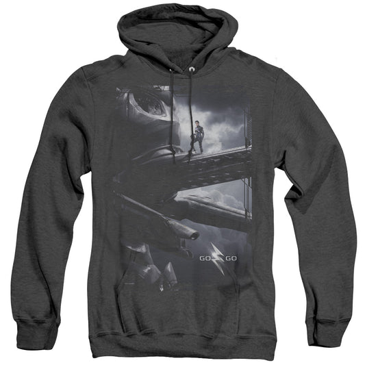 Power Rangers Black Zord Poster Mens Heather Hoodie Black Officially Licensed
