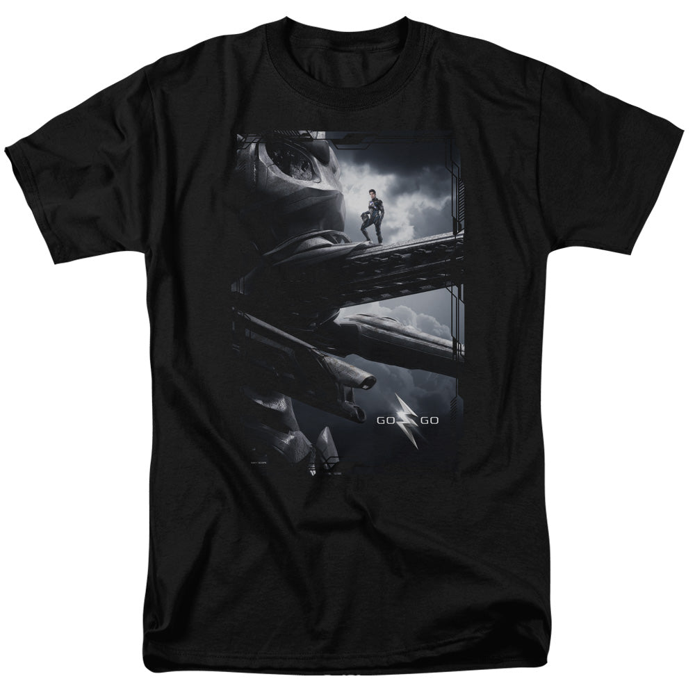 Power Rangers Black Zord Poster Mens T Shirt Black Officially Licensed