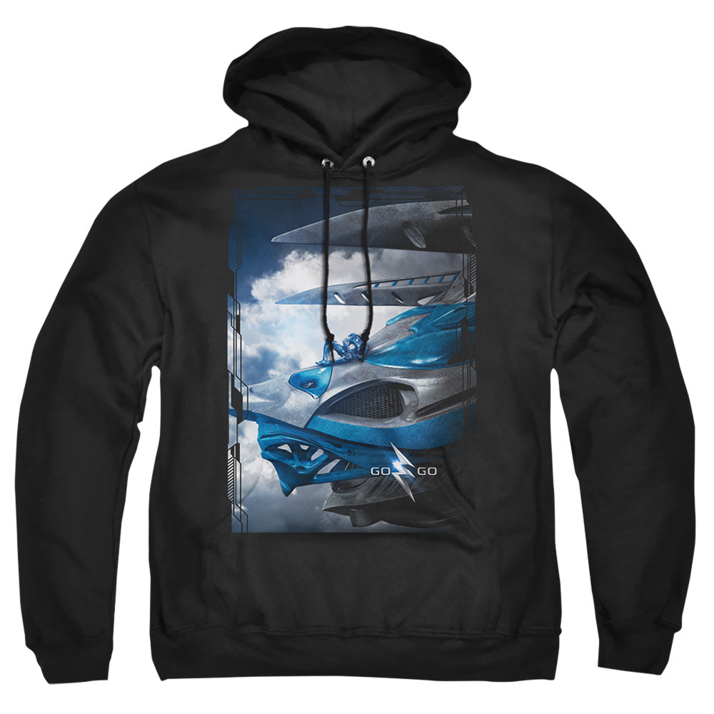 Power Rangers Blue Zord Poster Mens Hoodie Black Officially Licensed