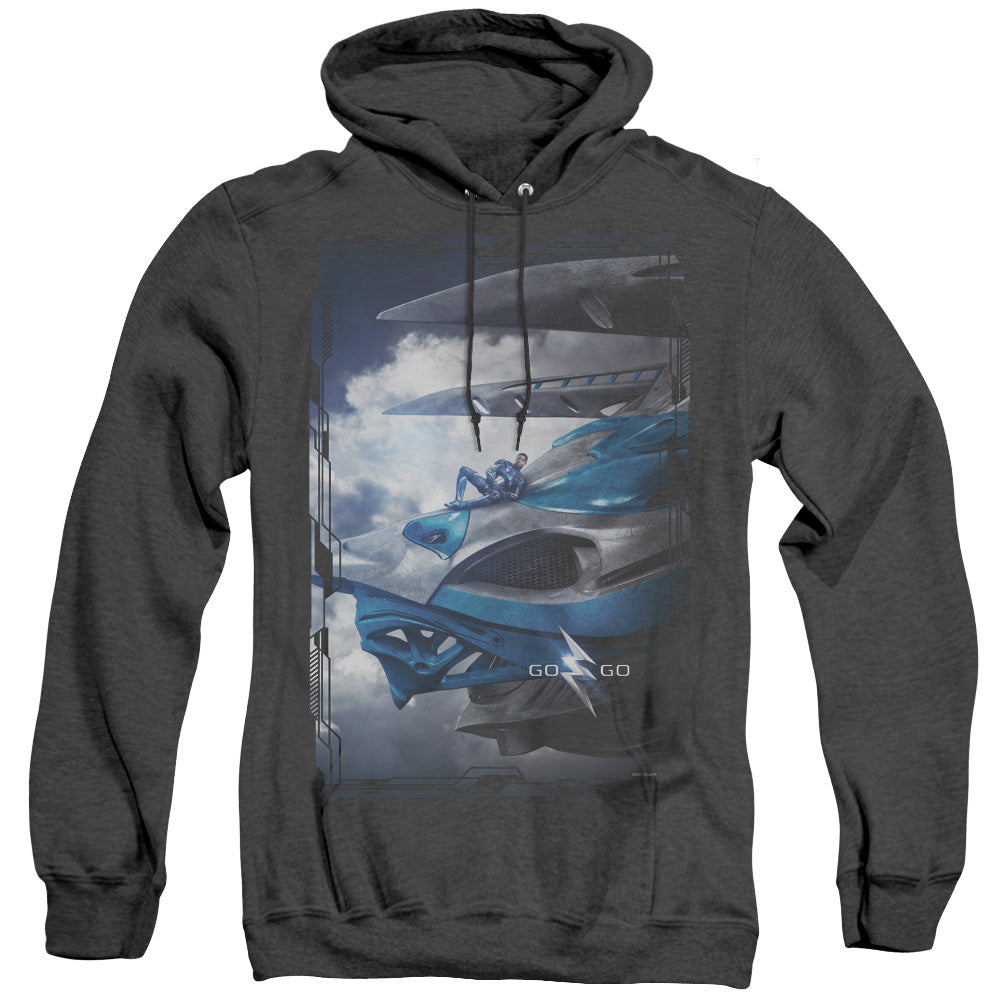 Power Rangers Blue Zord Poster Heather Mens Hoodie Black