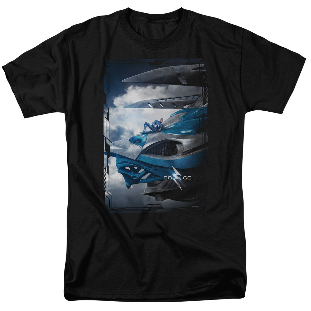 Power Rangers Blue Zord Poster Mens T Shirt Black Officially Licensed