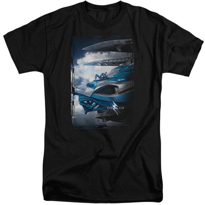 Power Rangers Blue Zord Poster Mens Tall T Shirt Black Officially Licensed
