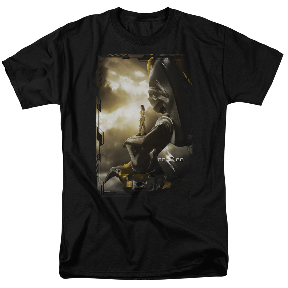 Power Rangers Yellow Zord Poster Mens T Shirt Black Officially Licensed